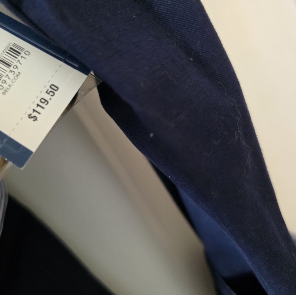 Preppy Coastal Trenchcoat Cotton Wmns S Crown&Ivy Ruffle Back Nwt Navy Academia - Picture 4 of 8